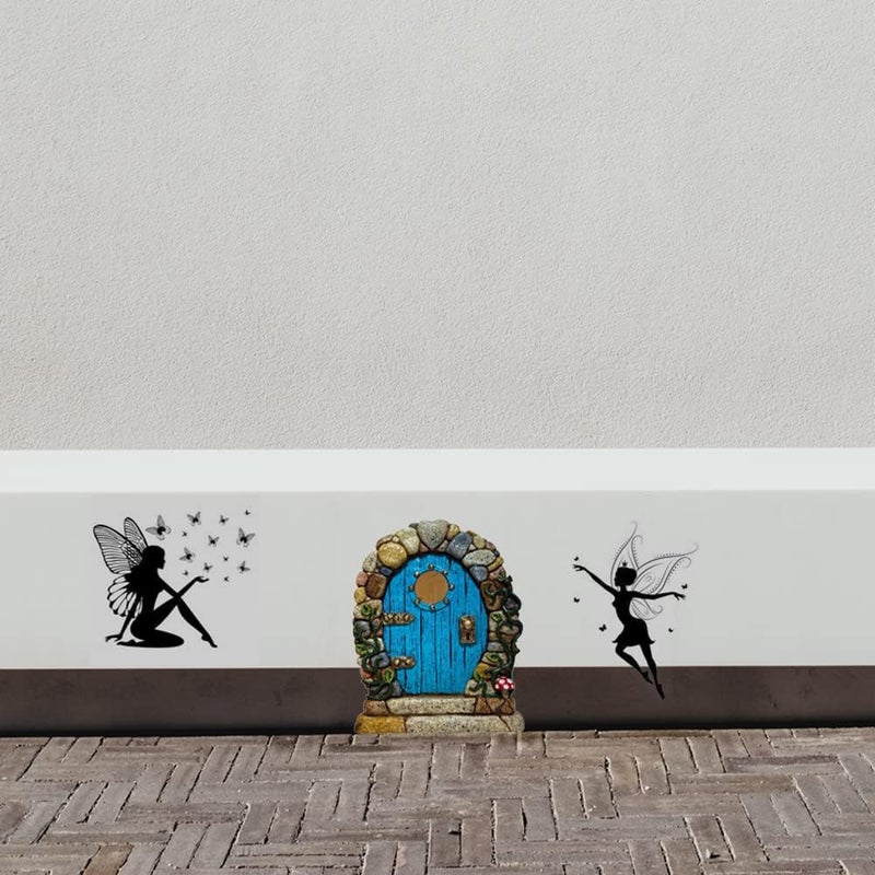 SETOFI Fairy Door for Tree, Wooden Fairy Doors Elf Door Miniature Wood Doors for Garden Yard Trees Ornaments (A) - Image 5